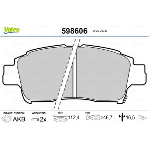 VALEO 598606 Pastillas de freno Delantero para