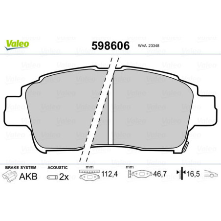 VALEO 598606 Pastiglie freno Anteriore per