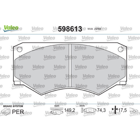 VALEO 598613 Pastiglie freno Anteriore per