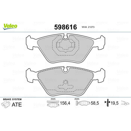 VALEO 598616 Klocki hamulcowe Przód dla