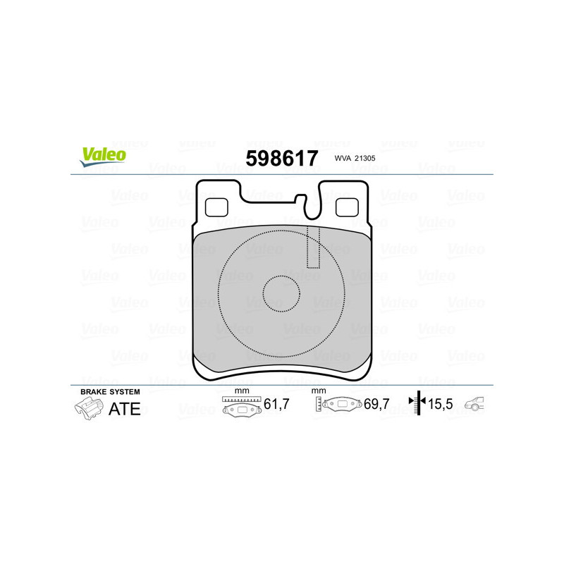 VALEO 598617 Brake Pads Set Rear for