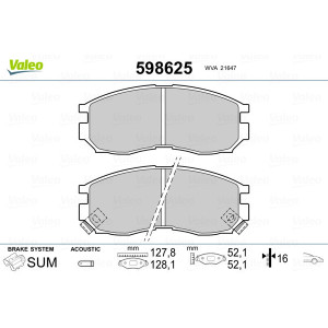 VALEO 598625 Pastiglie freno Anteriore per