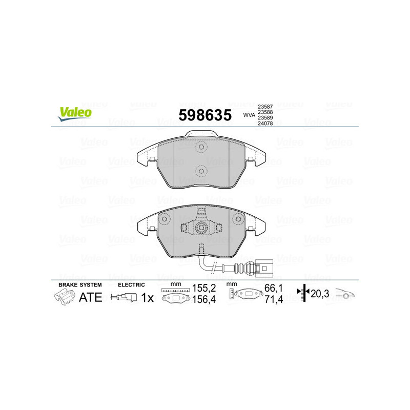 VALEO 598635 Pastillas de freno Delantero para
