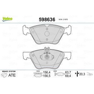 VALEO 598636 Brzdové platničky Predné pre