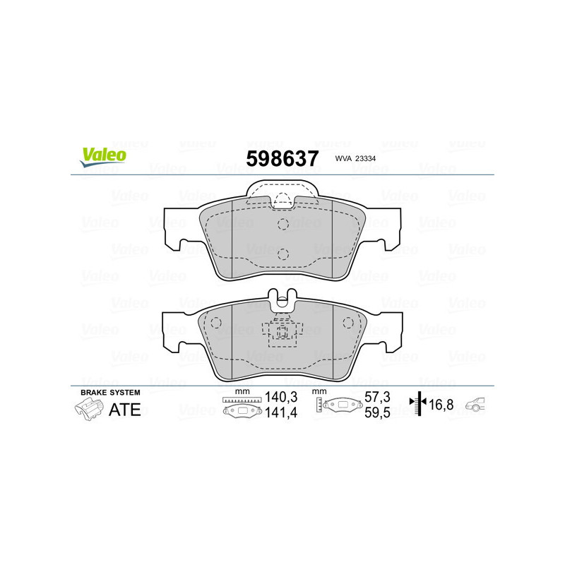VALEO 598637 Pastiglie freno Posteriore per