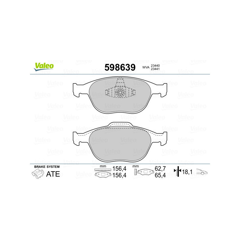 VALEO 598639 Pastiglie freno Anteriore per