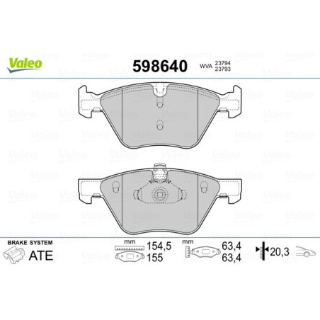 VALEO 598640 Plaquettes de frein Avant pour