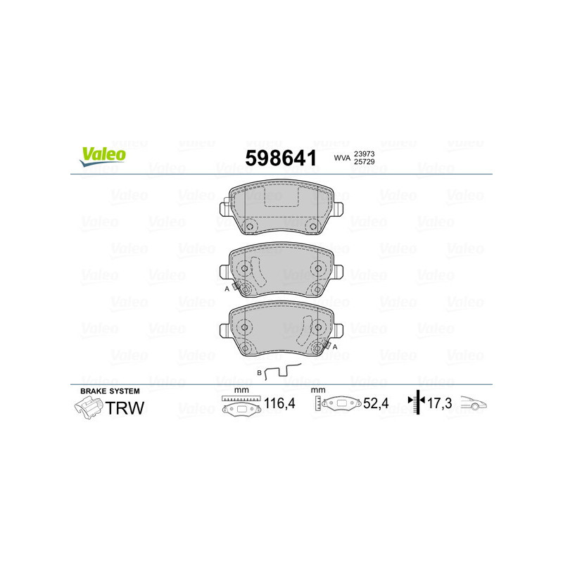 VALEO 598641 Pastillas de freno Delantero para