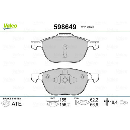 VALEO 598649 Brake Pads Set Front for