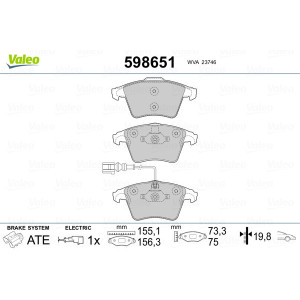 VALEO 598651 Pastiglie freno Anteriore per