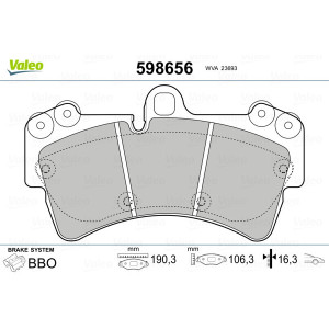 VALEO 598656 Pastillas de freno Delantero para