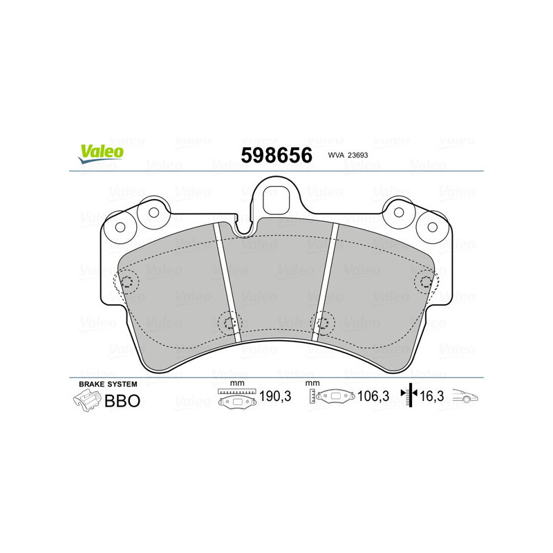 VALEO 598656 Klocki hamulcowe Przód dla