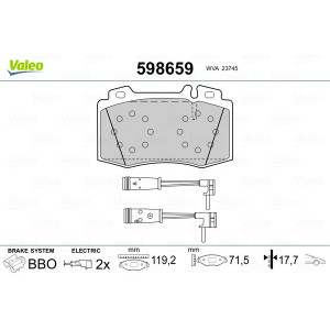 VALEO 598659 Pastillas de freno Delantero para
