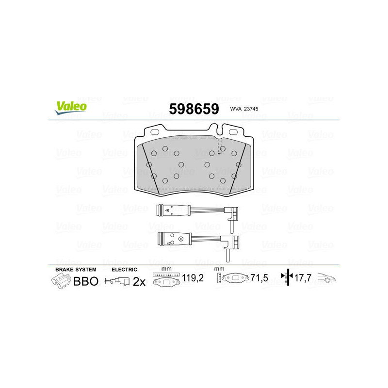 VALEO 598659 Brzdové destičky Přední pro