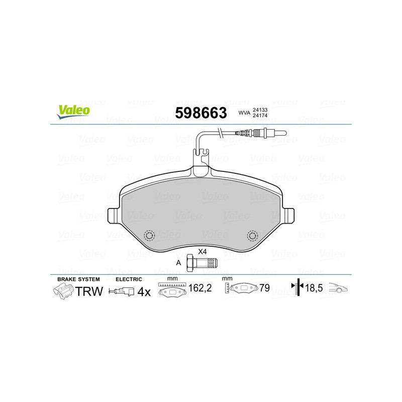 VALEO 598663 Bremsbeläge Vorne für