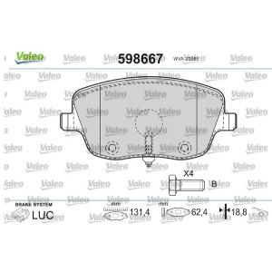 VALEO 598667 Pastillas de freno Delantero para
