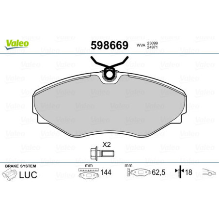 VALEO 598669 Pastillas de freno Delantero para
