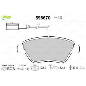 VALEO 598670 Pastillas de freno Delantero para