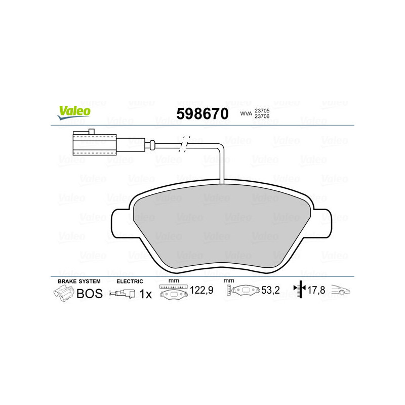 VALEO 598670 Brake Pads Set Front for