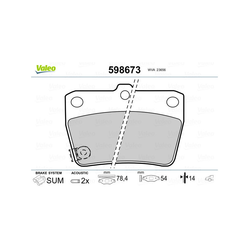 VALEO 598673 Pastillas de freno Trasero para