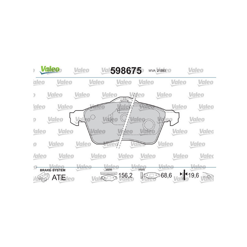 VALEO 598675 Pastiglie freno Anteriore per