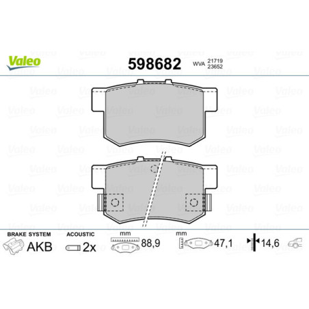 VALEO 598682 Pastillas de freno Trasero para