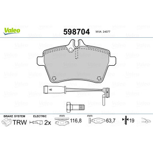 VALEO 598704 Pastiglie freno Anteriore per