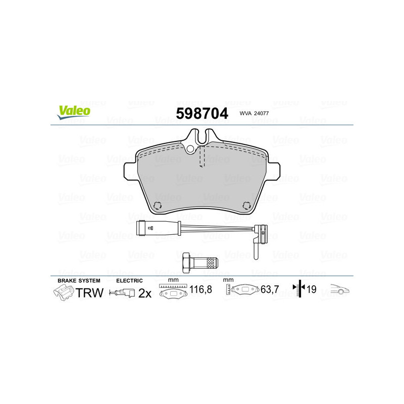 VALEO 598704 Pastillas de freno Delantero para