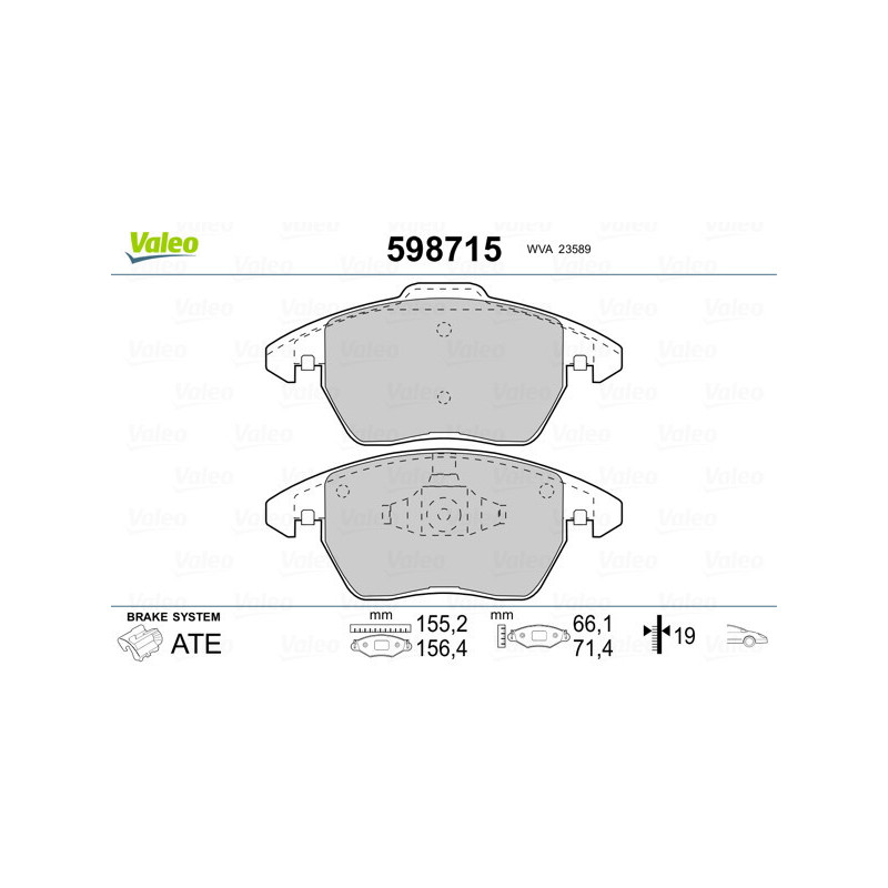 VALEO 598715 Pastillas de freno Delantero para