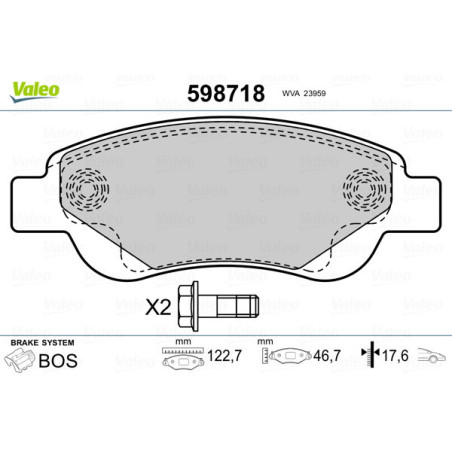 VALEO 598718 Klocki hamulcowe Przód dla