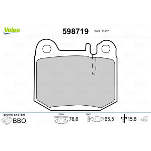 VALEO 598719 Brzdové platničky Zadné pre