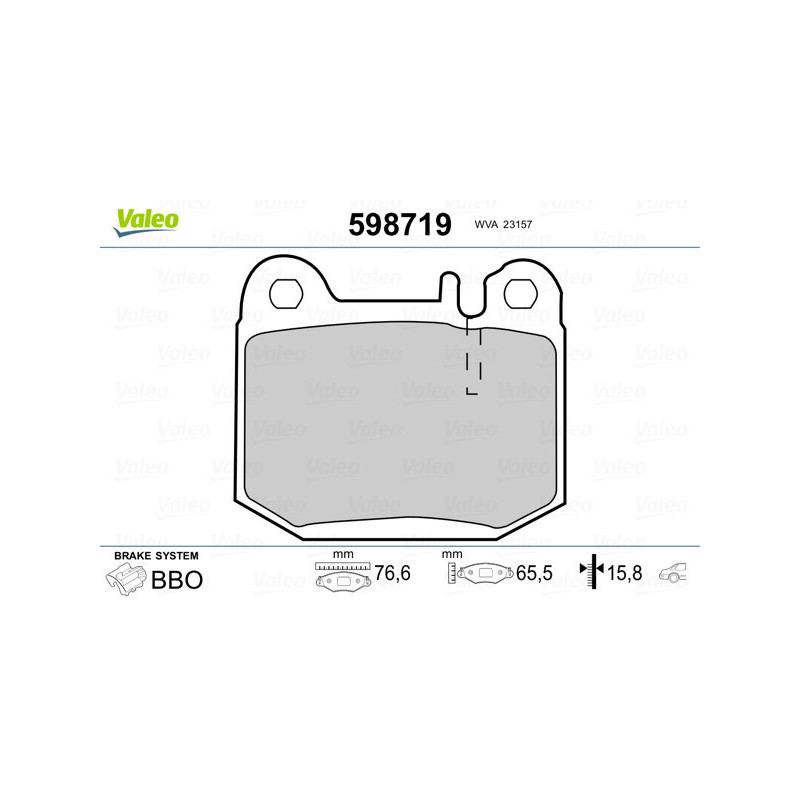 VALEO 598719 Klocki hamulcowe Tył dla