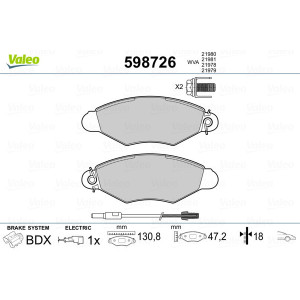 VALEO 598726 Plaquettes de frein Avant pour