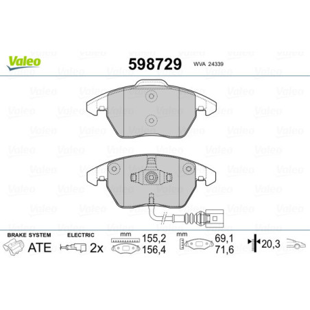 VALEO 598729 Pastiglie freno Anteriore per