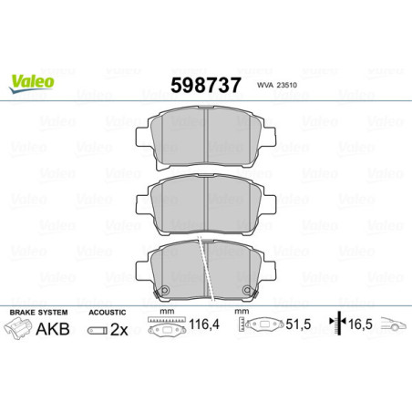 VALEO 598737 Plaquettes de frein Avant pour