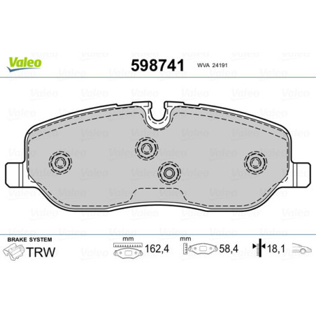 VALEO 598741 Pastillas de freno Delantero para