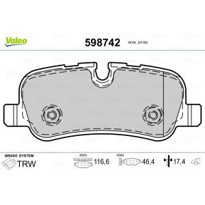 VALEO 598742 Plaquettes de frein Arrière pour