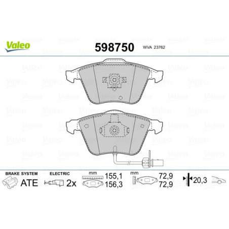 VALEO 598750 Pastiglie freno Anteriore per