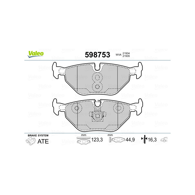 VALEO 598753 Klocki hamulcowe Tył dla