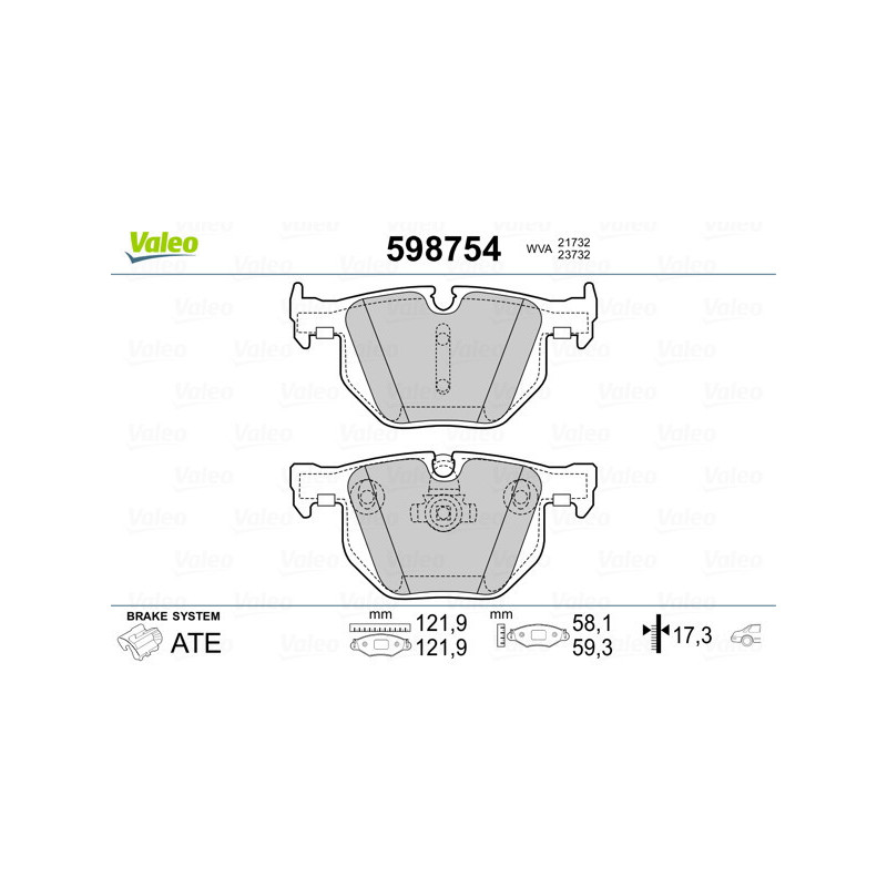 VALEO 598754 Bremsbeläge Hinten für