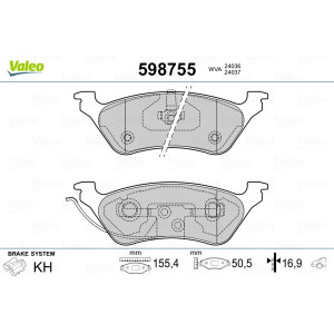 VALEO 598755 Plaquettes de frein Arrière pour