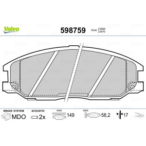 VALEO 598759 Plaquettes de frein Avant pour