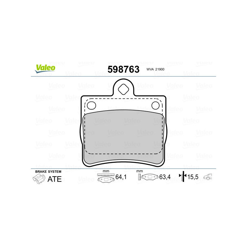 VALEO 598763 Brzdové platničky Zadné pre