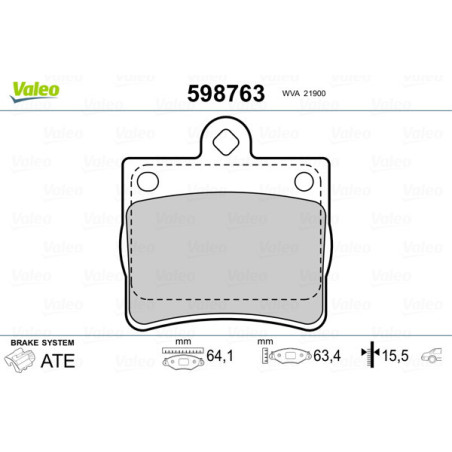 VALEO 598763 Plaquettes de frein Arrière pour