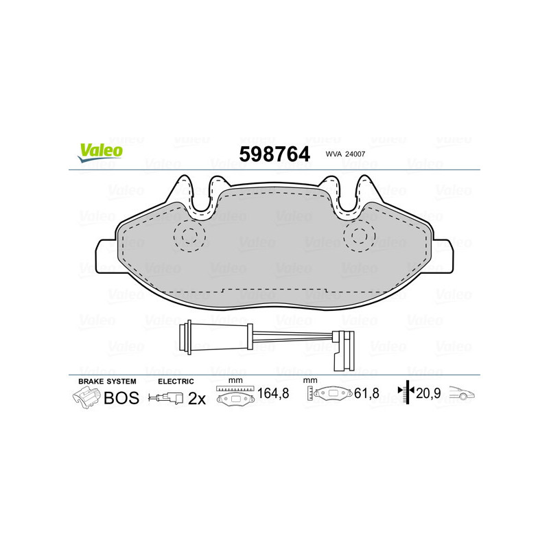 VALEO 598764 Klocki hamulcowe Przód dla