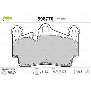 VALEO 598770 Klocki hamulcowe Tył dla