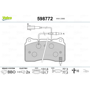 VALEO 598772 Pastillas de freno Delantero para