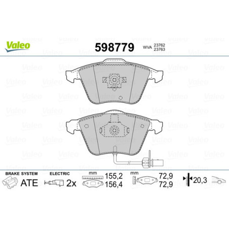 VALEO 598779 Klocki hamulcowe Przód dla