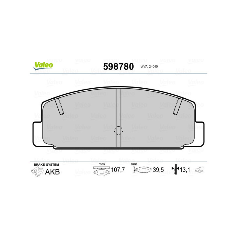 VALEO 598780 Pastillas de freno Trasero para