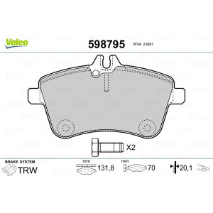 VALEO 598795 Pastiglie freno Anteriore per